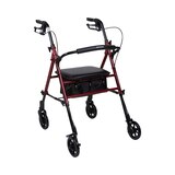 McKesson 4 Wheel Rollator 13 Inch Seat Width 300 lbs. Weight Capacity, Red, thumbnail image 3 of 10