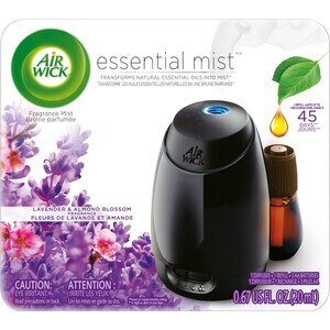 Air Wick Essential Mist - Kit de difusor de aceite aromático (dispositivo + 1 repuesto), Lavender & Almond Blossom, ambientador