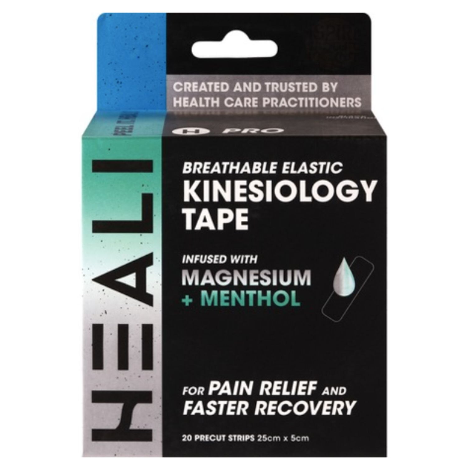 Heali Pro Kinesiology Tape Infused With Magnesium & Menthol, 20 Precut Strips, Black Inspiration , CVS