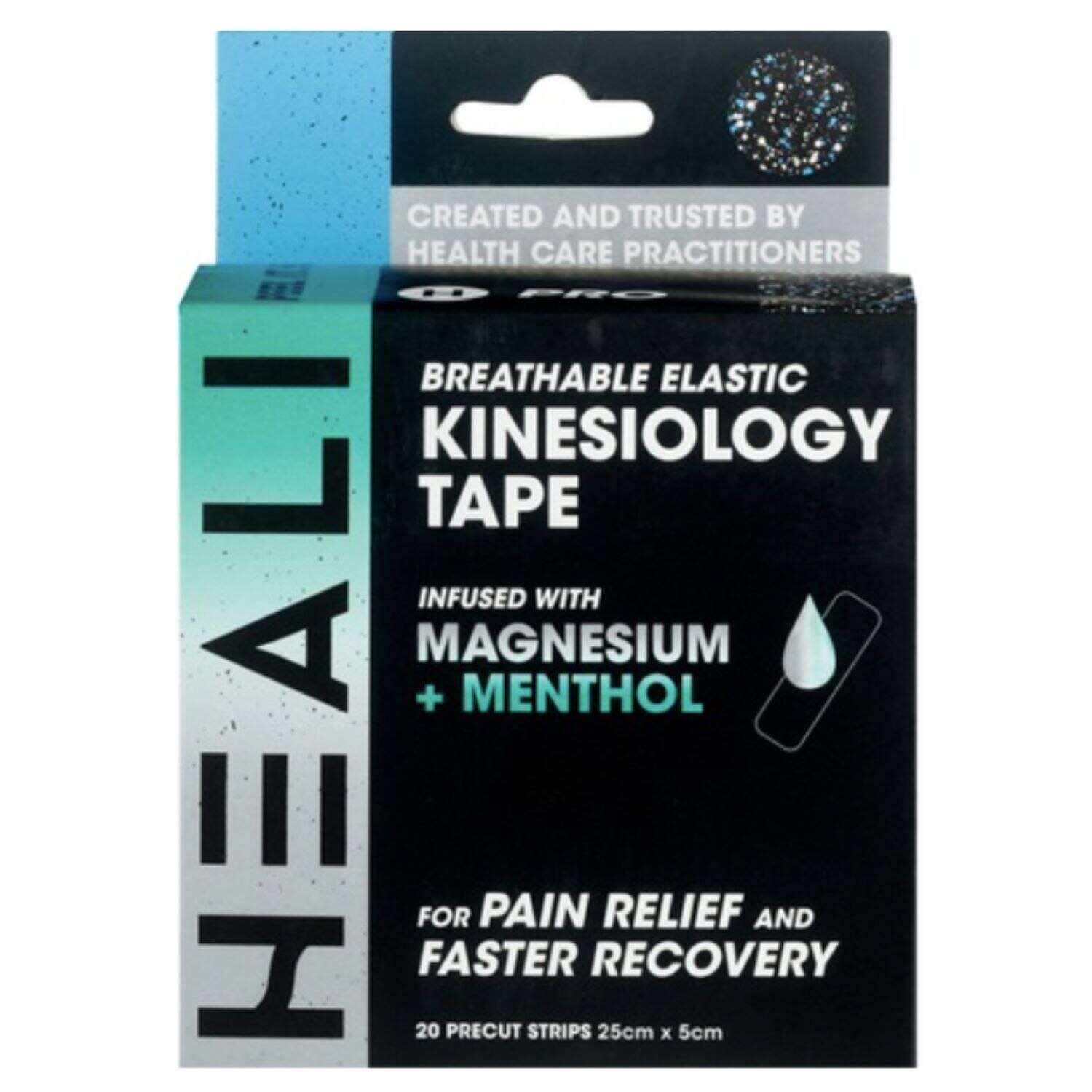 Heali Pro Kinesiology Tape Infused With Magnesium & Menthol, 20 Precut Strips, Splatter , CVS