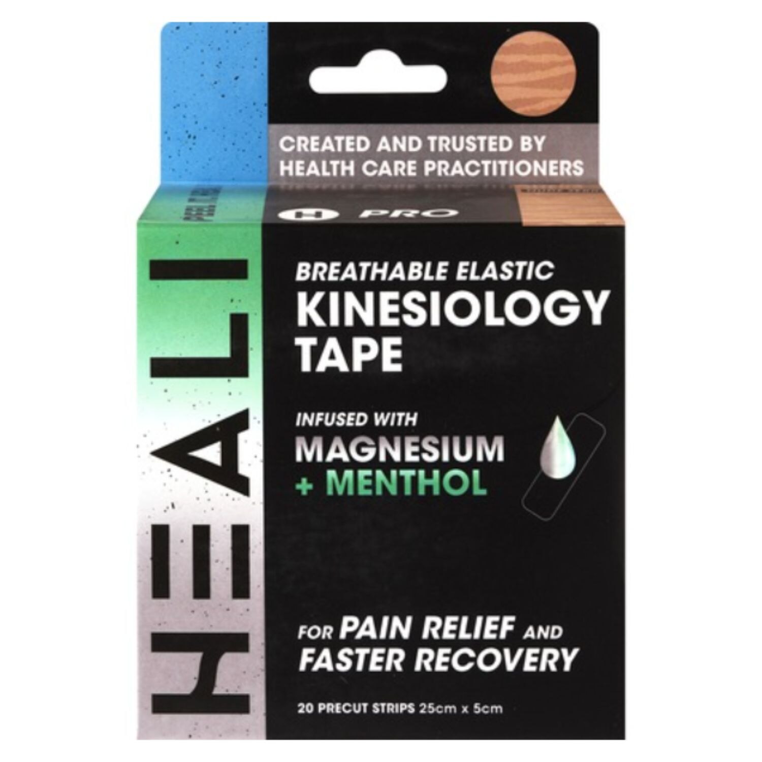 Heali Pro Kinesiology Tape Infused With Magnesium & Menthol, 20 Precut Strips, Nude Zebra , CVS