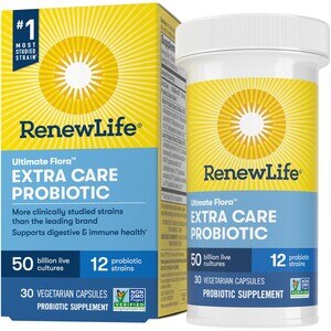Renew Life Probiotic - Ultimate Flora Extra Care -  Suplemento de probióticos para adultos, 50 mil millones CFU, 30 u.