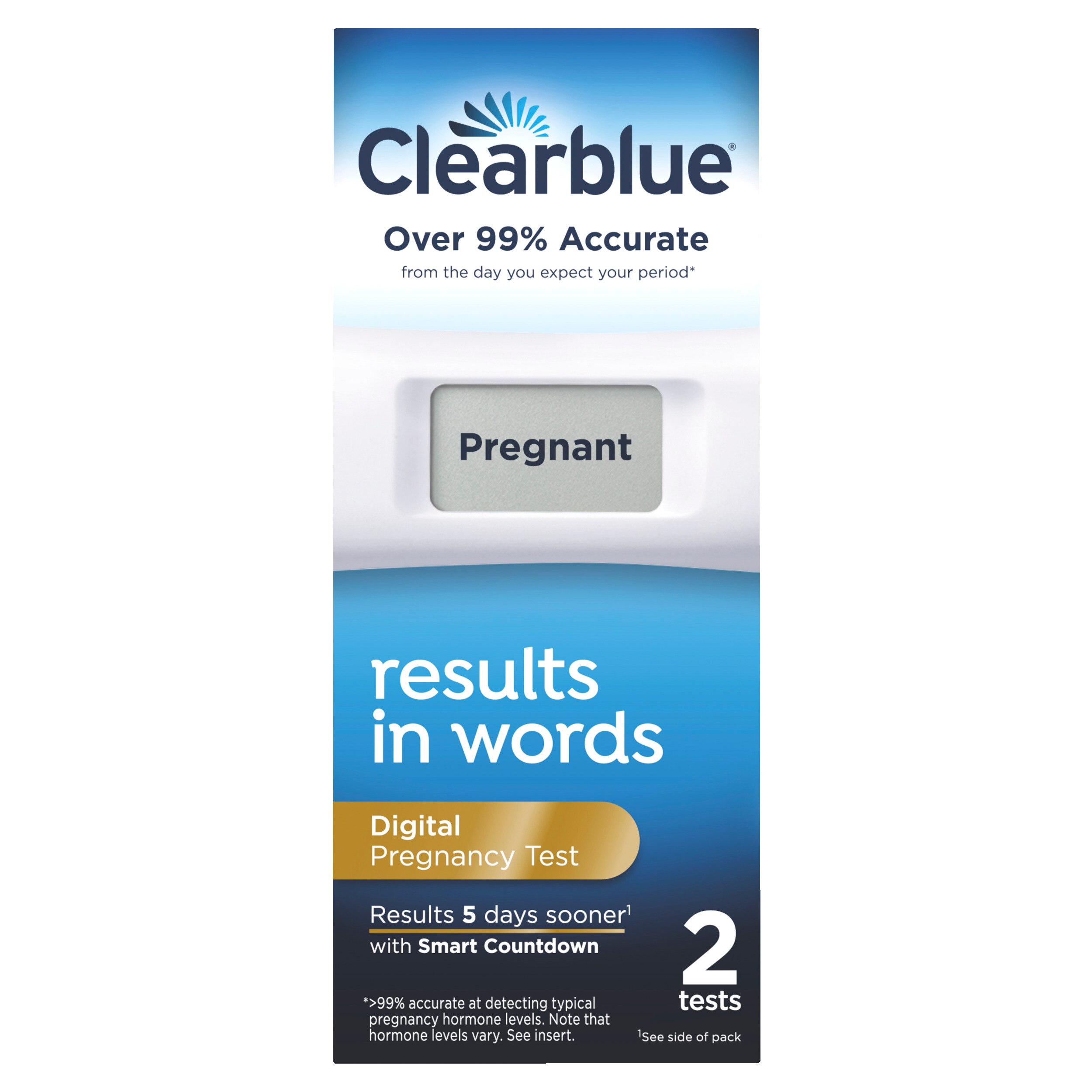 Clearblue - Prueba de embarazo digital con cuenta regresiva inteligente, 2 u.