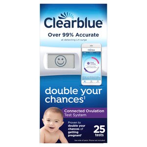 Clearblue Connected - Sistema de prueba de ovulación con conectividad Bluetooth y pruebas de ovulación avanzadas con resultados digitales, 25 pruebas de ovulación