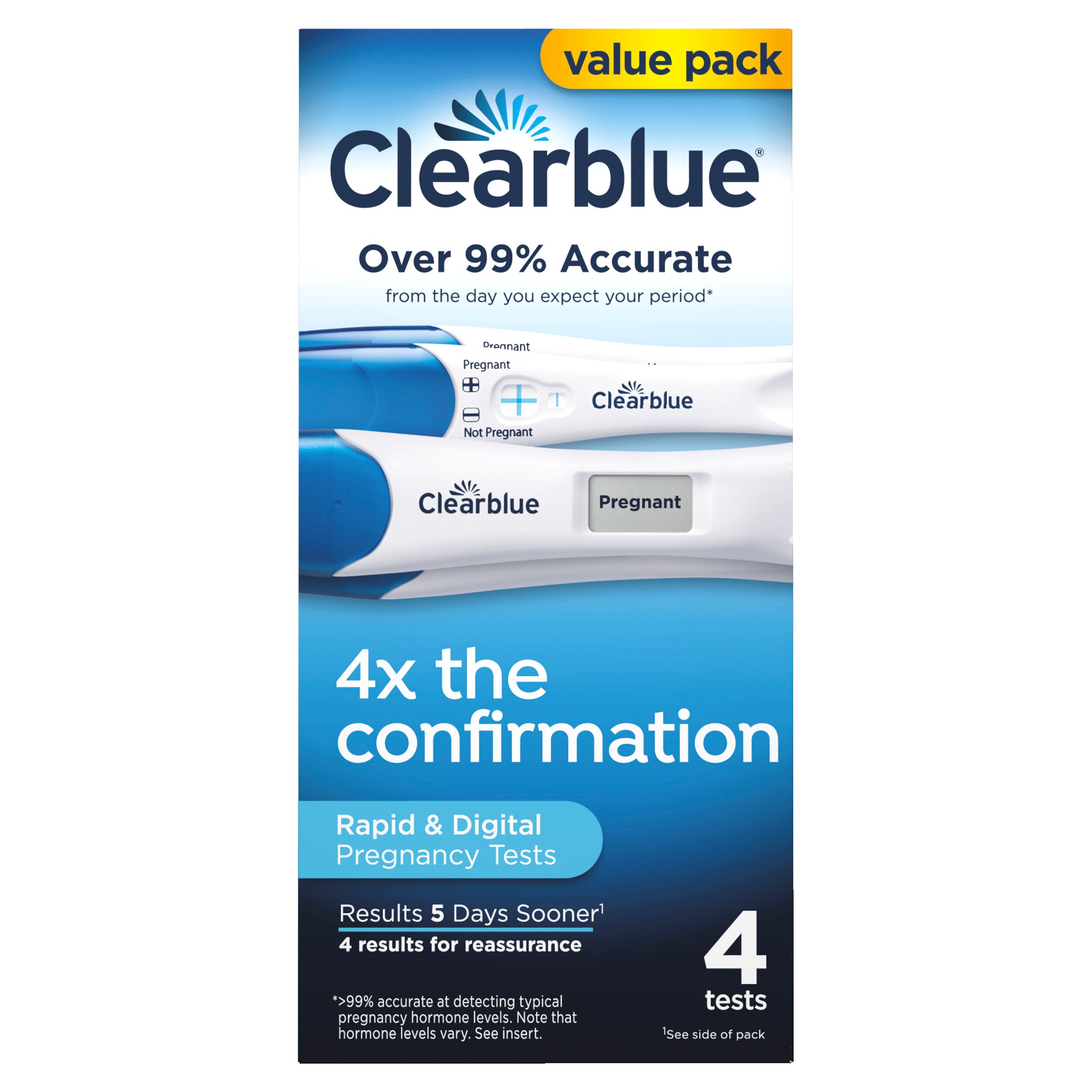 ClearBlue - Prueba de embarazo, paquete combinado, 4 u.