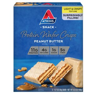 Atkins Protein Wafer Crisp Snack Bar, Peanut Butter, 5 Pack - 1.27 Oz , CVS