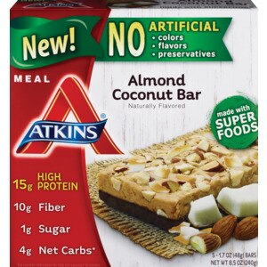 Atkins Almond Coconut Bar, 5 Ct - 2.02 Oz , CVS