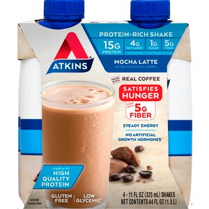 Atkins Protein Shake, Mocha Latte 4pk - 11 Oz , CVS