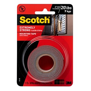 Scotch Extremely Strong Mounting Tape, 1 in x 4 ft, 1 Roll