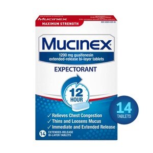  Mucinex Maximum Strength 12-Hour Chest Congestion Expectorant Tablets, 14CT 