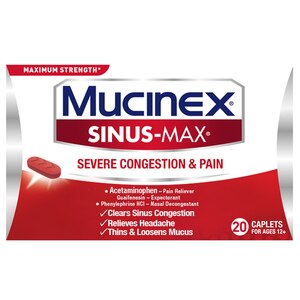  Mucinex Sinus-Max Severe Congestion Relief Caplets, 20CT 