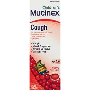 Mucinex - Jarabe expectorante para niños, Cherry, 4 oz