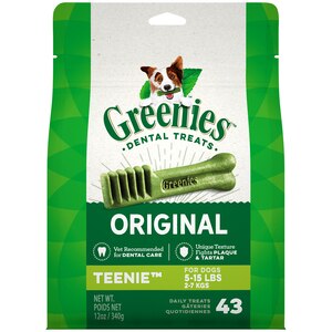Greenies Original Teenie Natural Dog Dental Care Chews Oral Health Dog Treats, 12 OZ (43 Treats)