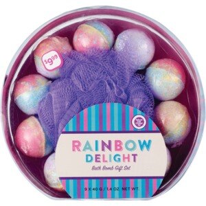 Rainbow Delight Bath Bomb Gift Set With Sponge