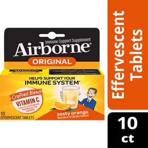 Airborne Original Vitamin C Effervescent Tablets, Zesty Orange, 10 Ct , CVS