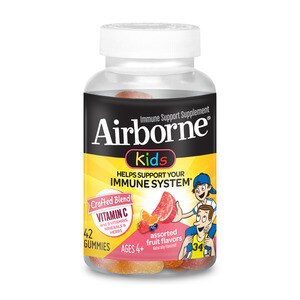  Airborne Vitamin C and Immune Support - Kids Assorted Fruit Flavored Gummies 500mg, 42 CT 