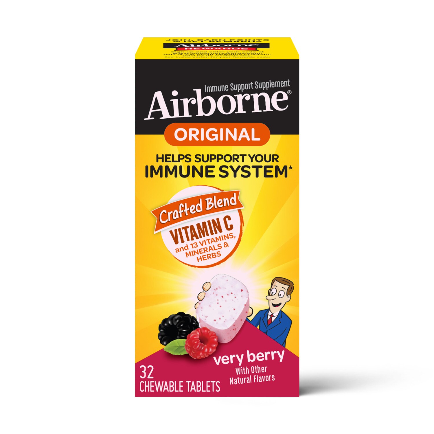 Airborne Original - Vitamina C en tabletas masticables, 1000 mg