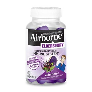 Airborne Elderberry Gummies with Vitamin C + Zinc Immune Support Supplement, 60 CT