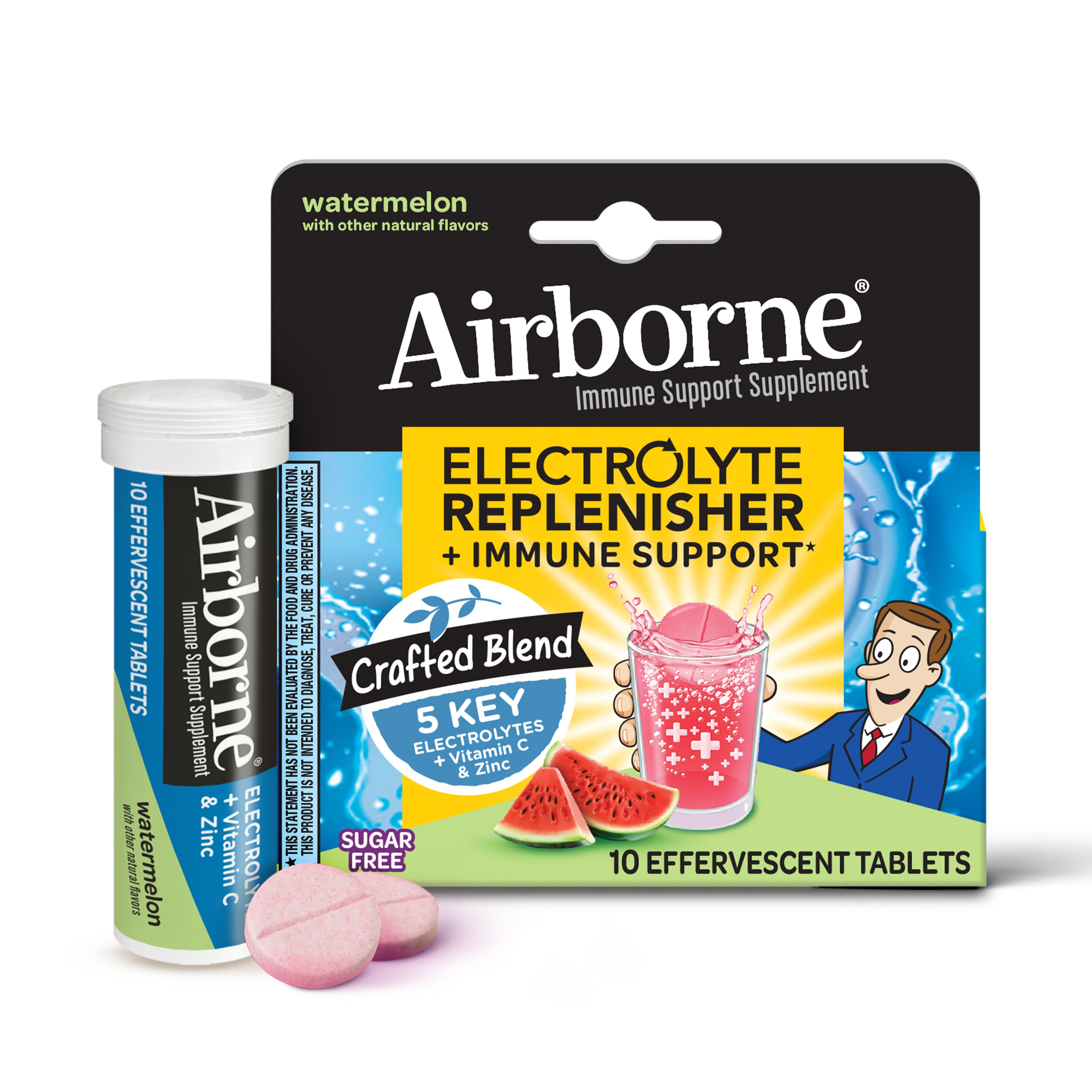 Airborne Electrolyte Replenisher Effervescent Tablets, 10 CT, Watermelon , CVS