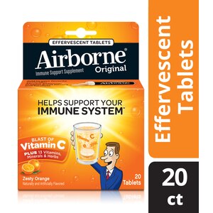 Airborne Vitamin C And Immune Support Supplement, Zesty Orange Effervescent Tablets, 20 Ct , CVS