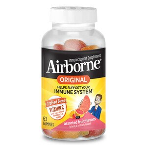 Airborne Immune Support Supplement - Suplemento dietario con vitamina C en gomitas de sabores frutales surtidos, 63 u.