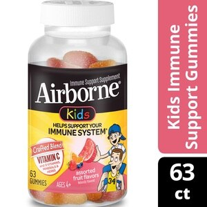 Airborne Kids Vitamin C Assorted Fruit Immune Support Gummies, 63 CT