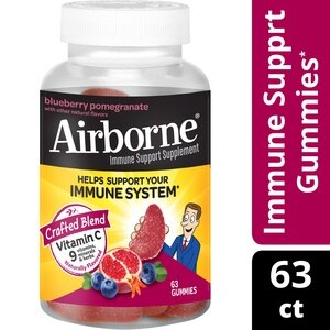Airborne Vitamin C Blueberry Pomegranate Immune Support Gummies, 63 CT