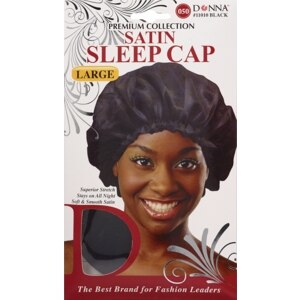  Donna Premium Collection Large Satin Sleep Cap, #11010 Black 