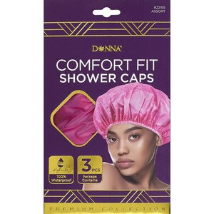 Donna Comfort Fit Shower Caps, 3CT