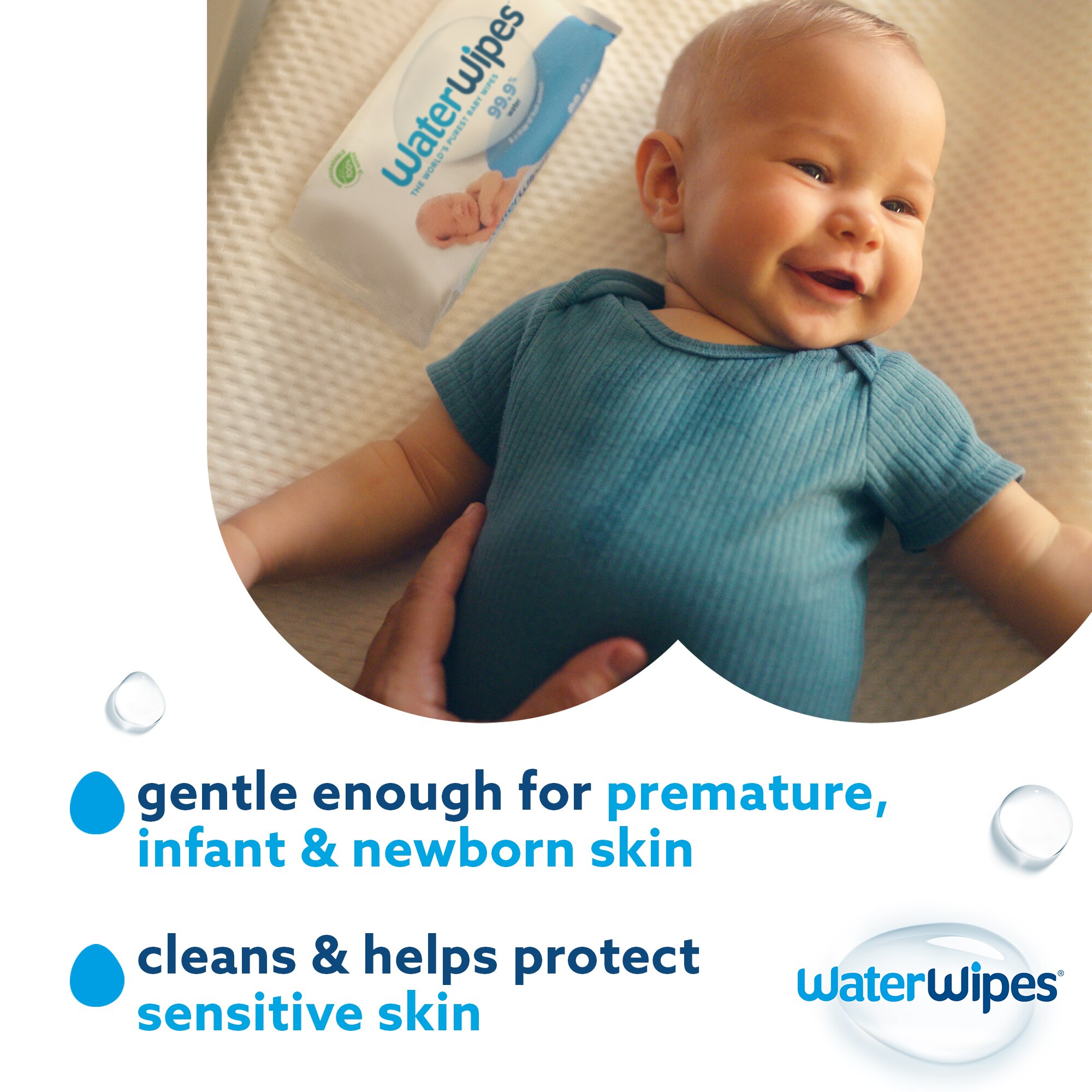 8 Packs of 60 Count WaterWipes Sensitive Baby Wipes Unscented 480 Count 