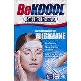 Be Koool Migraine & Fever Cooling Gel Sheets, 4 CT, thumbnail image 1 of 2