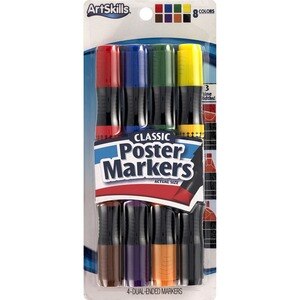 ArtSkills Dual-ended Permanent Poster Markers 8 Colors 4ct Classic for sale  online