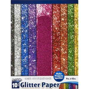 Glitter paper thick 5 sheets mix of colours