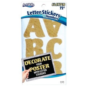 ArtSKills Gold Glitter Letter Stickers, 72 CT