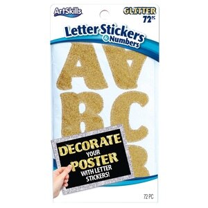 ArtSKills Letter Stickers, Gold Glitter, 72 CT