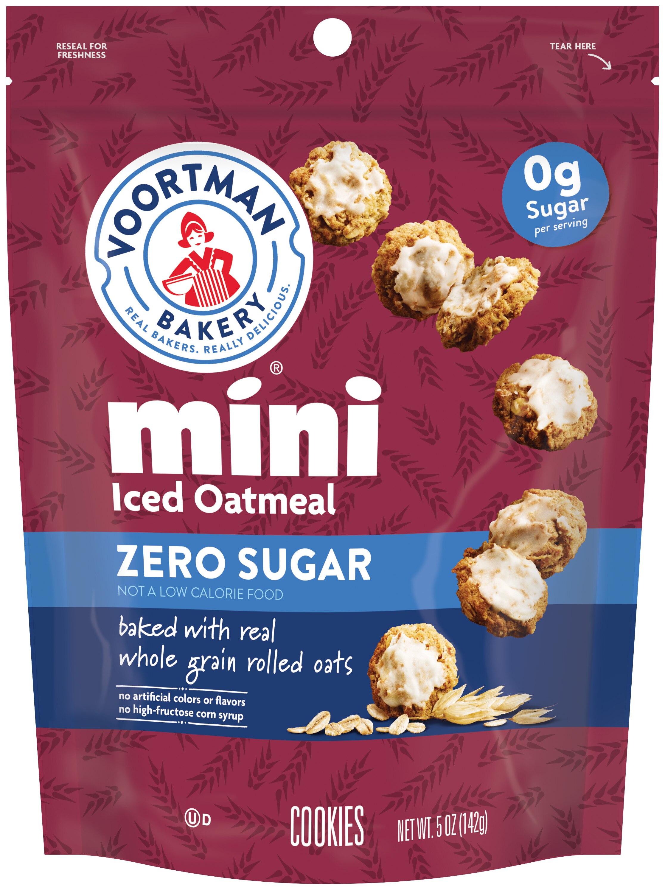 Voortman Zero Sugar Mini Cookies, Iced Oatmeal, 5 oz