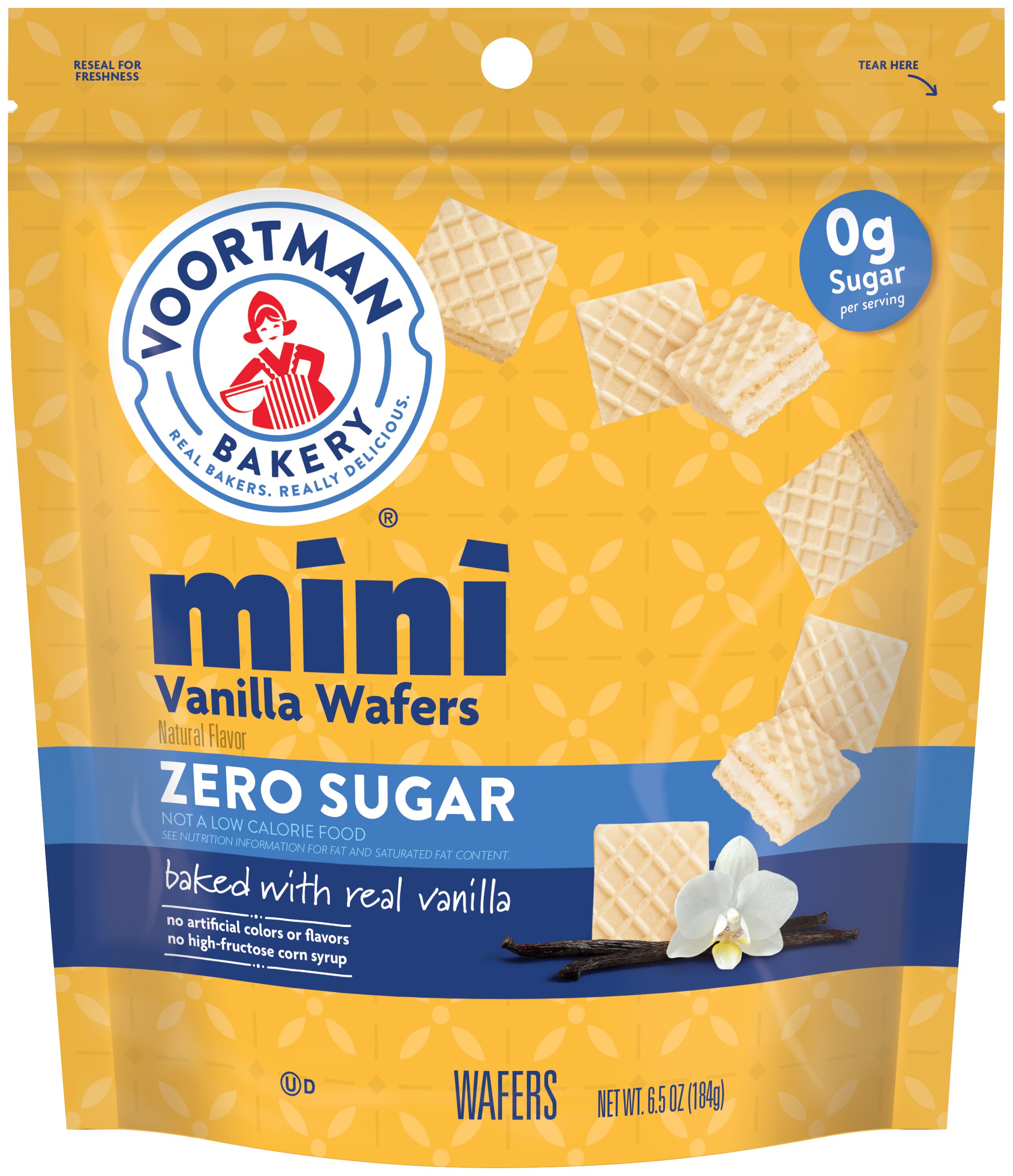 Voortman Zero Sugar Mini Wafers, Vanilla, 6.5 oz