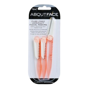 About Beauty About Face Fuzz-Free Compact Folding Facial Razor, 3 Ct , CVS