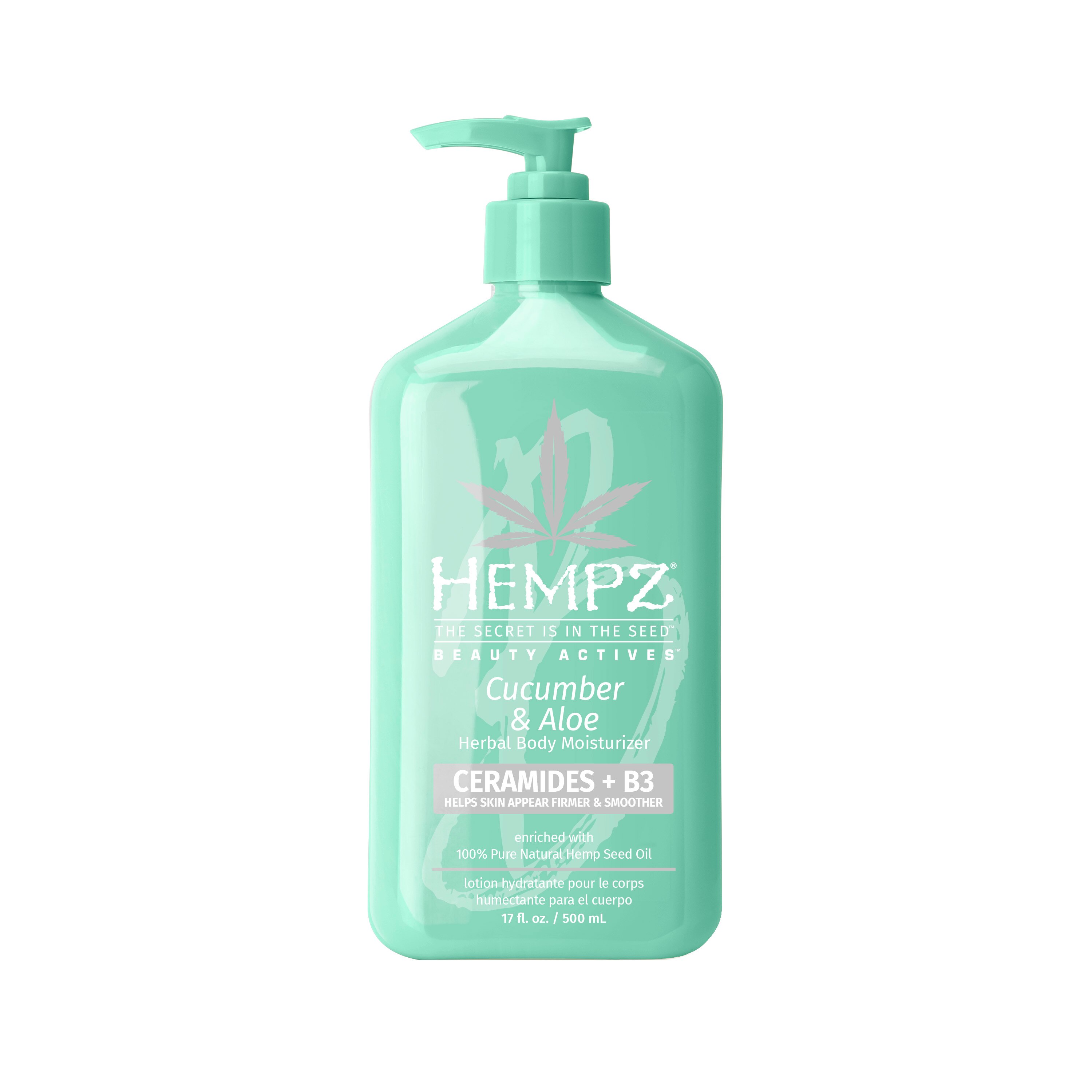 Hempz Beauty Actives Herbal Body Moisturizer, Cucumber & Aloe With Ceramides + B3 - 17 Oz , CVS