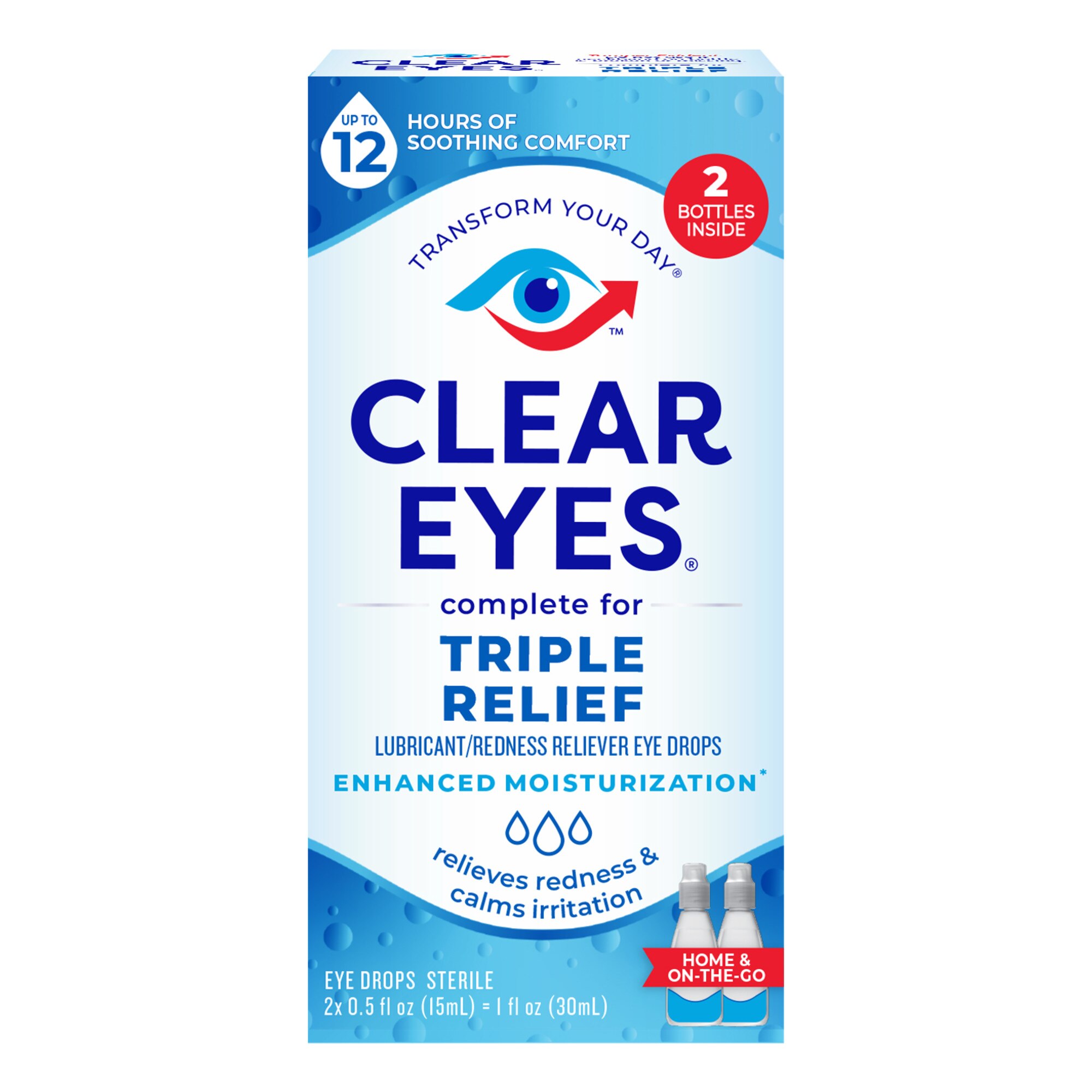 Clear Eyes Triple Action Relief Eye Drops, 0.5 mL