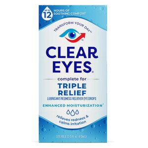  Clear Eyes Triple Action Relief Eye Drops, Multi-Symptom Relief, 0.5 fl oz 