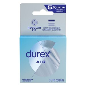 Durex Air Condoms, Extra Thin, Transparent Natural Rubber Latex Condoms for Men, FSA & HSA Eligible