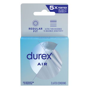 Durex Air Condoms, Extra Thin, Transparent Natural Rubber Latex Condoms, 10 Count