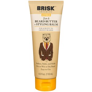 Brisk Grooming 2-in-1 Beard Butter & Styling Balm, Citrus, 4 OZ