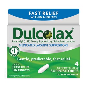 Dulcolax Fast Relief Medicated Laxative Suppositories, Bisacodyl, 10 mg