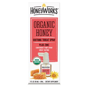 HoneyWorks Organic Honey Soothing Throat Spray With Zinc, 1 Oz , CVS