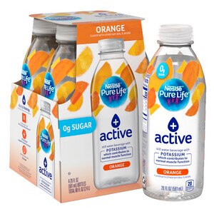 Pure Life + Active Orange Flavored Water With Potassium, 20 Oz Bottles, 4 Pack , CVS