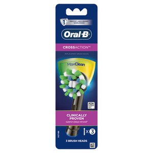 Oral-B CrossAction Electric Toothbrush Replacement Brush Head Refills, Black, 3 Count - 3 Ct , CVS