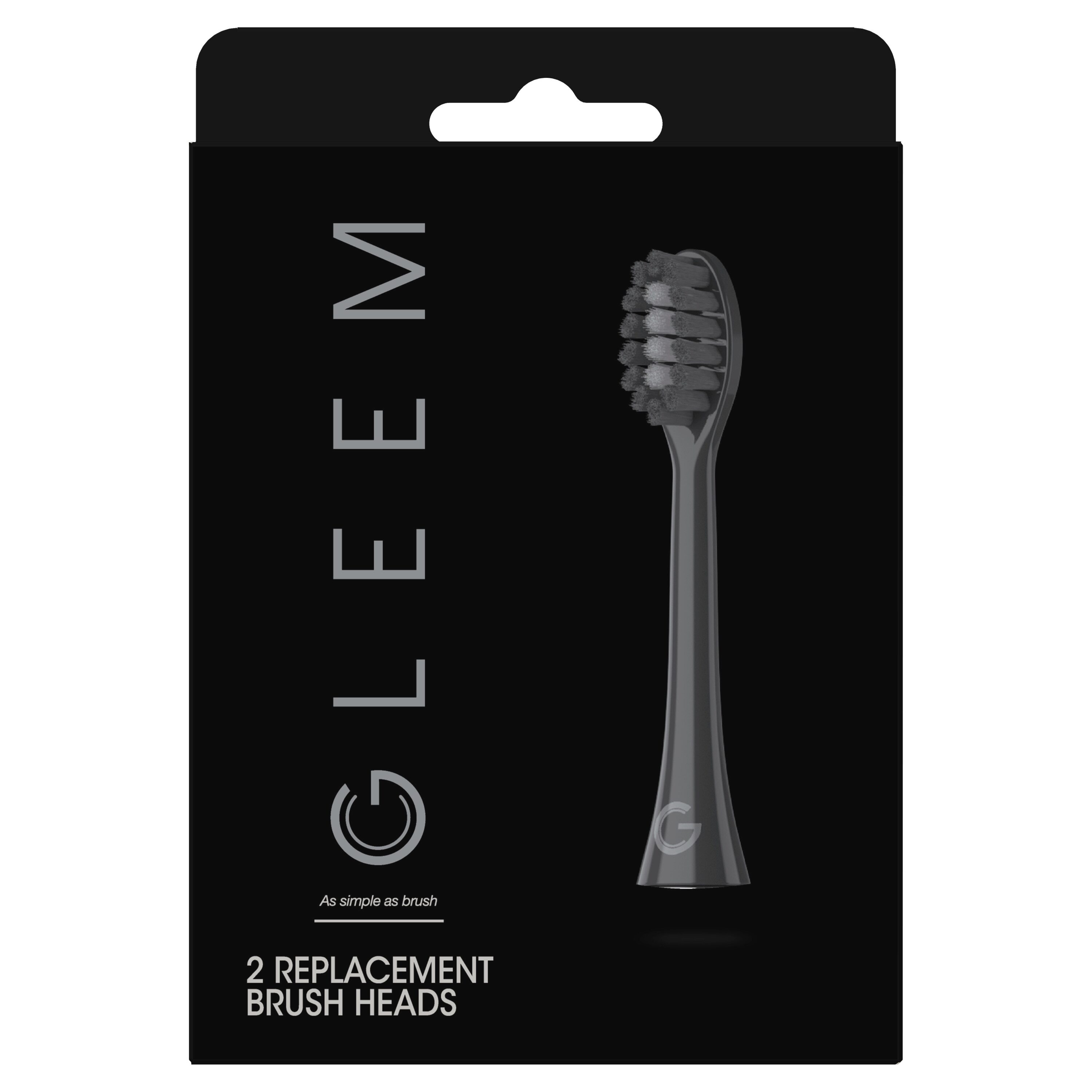 GLEEM Toothbrush Refill Head, Black, 2 CT
