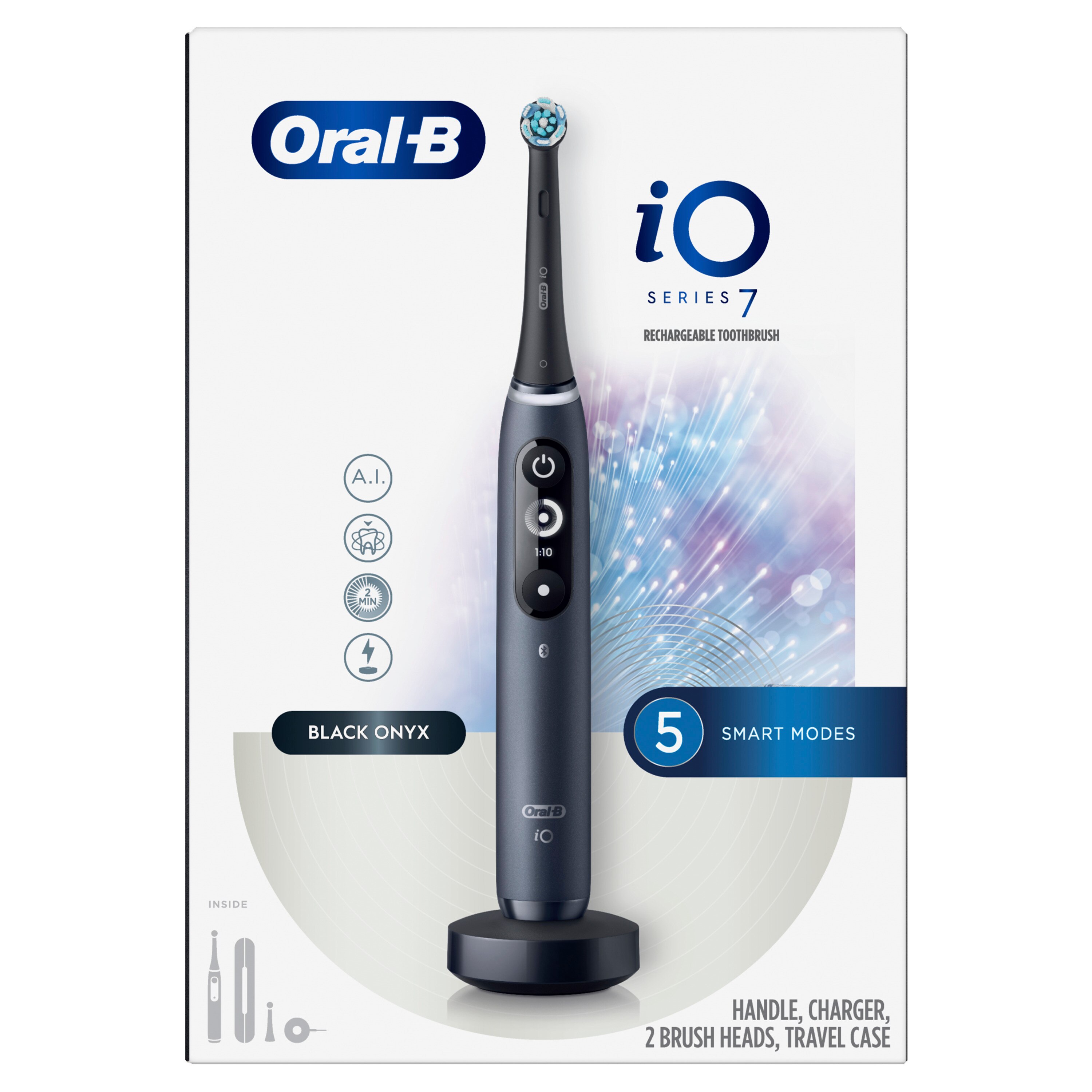 Oral-B iO Series 7 - Cepillo dental eléctrico con 2 cabezales de cepillo, Black Onyx